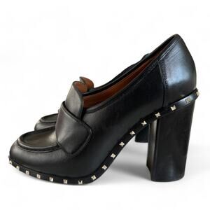 Valentino Garavani Rockstud Calfskin‎ Leather 100mm Loafer Pump US 7 IT 37.5